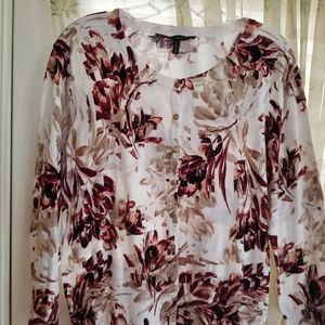 White House Black Market Print Cardigan